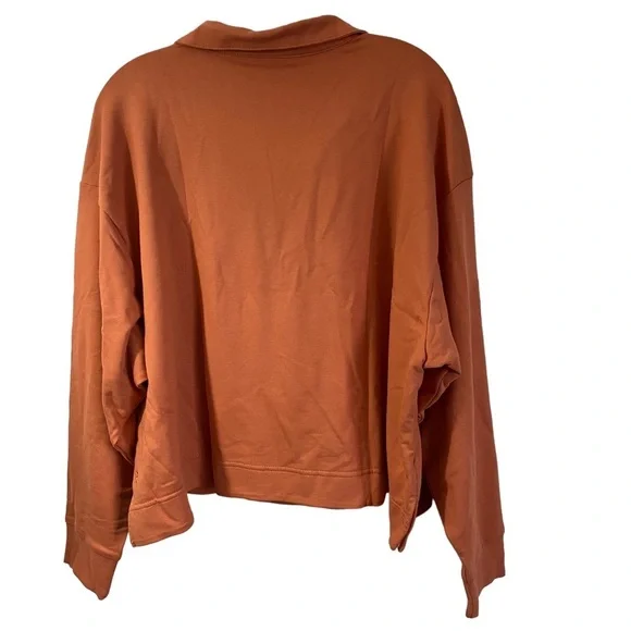 Athleta Retroterry Polo Sweatshirt Sunbaked Clay Orange Boxy Relaxed Size XL NEW - Picture 4 of 8